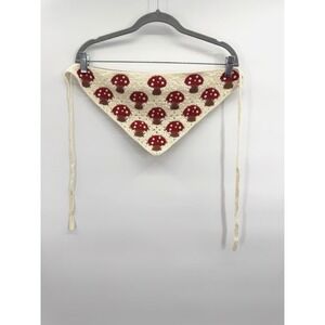 Crochet Lace Mushroom Head Scarf Kerchief Hippie Boho Retro 70s Fairycore
